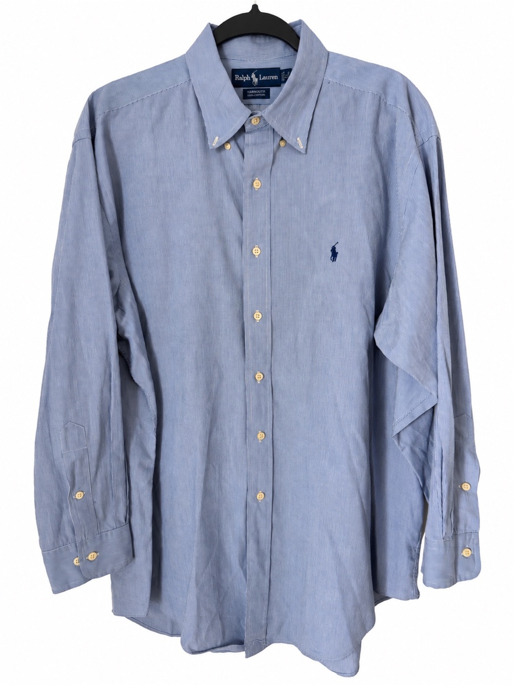 Ralph Lauren Men’s Yarmouth Cotton Blue White Stripe Button Down Shirt 17 32/33